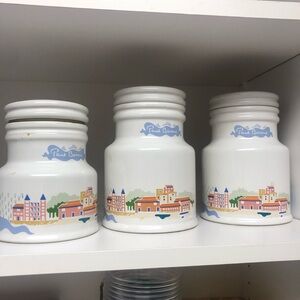 White Ceramic Coastal Canister - Set of 3